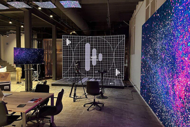 LED screen installation in small studio