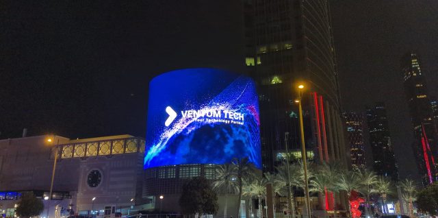 INFiLED MVmk2 Series curved outdoor LED screen in Doha at night